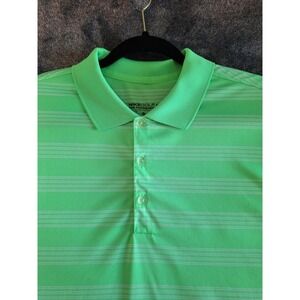 Nike Golf Polo Shirt Mens XL Neon Green Stripped‎ Tour Performance Dri Fit